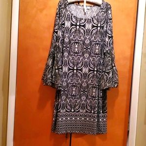 Tacera midi dress bell bottom sleeves 1x